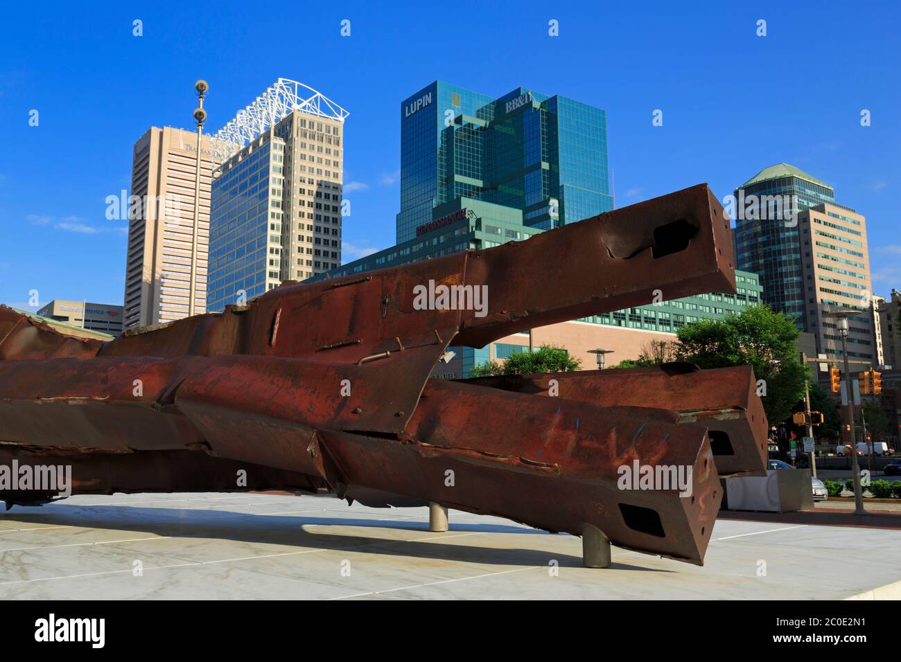 9/11 Memorial à l'extérieur du World Trade Center, Inner Harbour, Baltimore, Maryland, États-Unis Banque D'Images