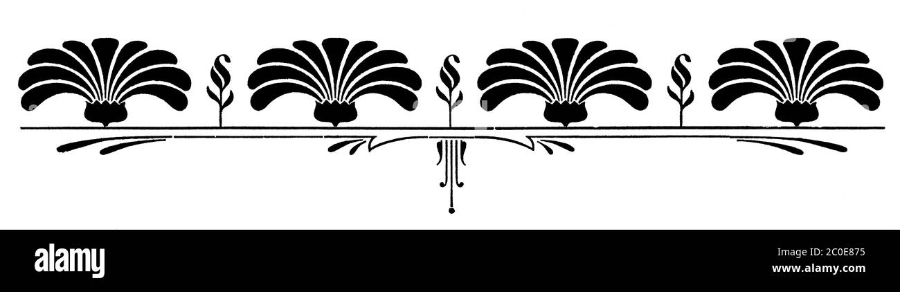 Décoration abstraite, séparateur de chapitre dans un livre. Illustration du XIXe siècle. Fond blanc. Banque D'Images