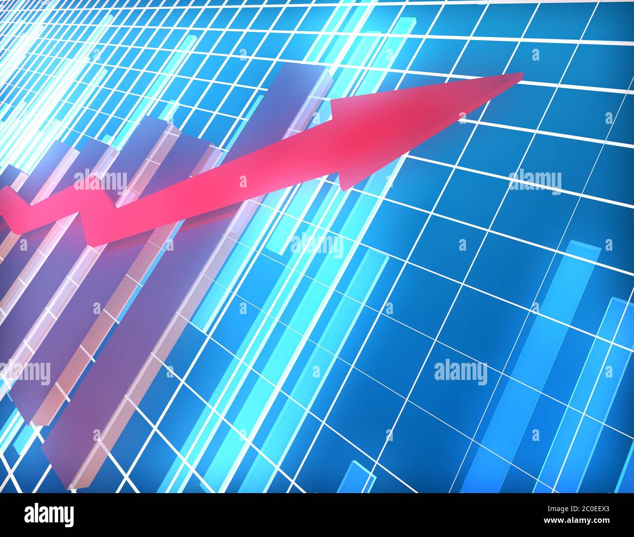 Flèche de succès économique, statistiques de marché boursier succès de carrière Banque D'Images