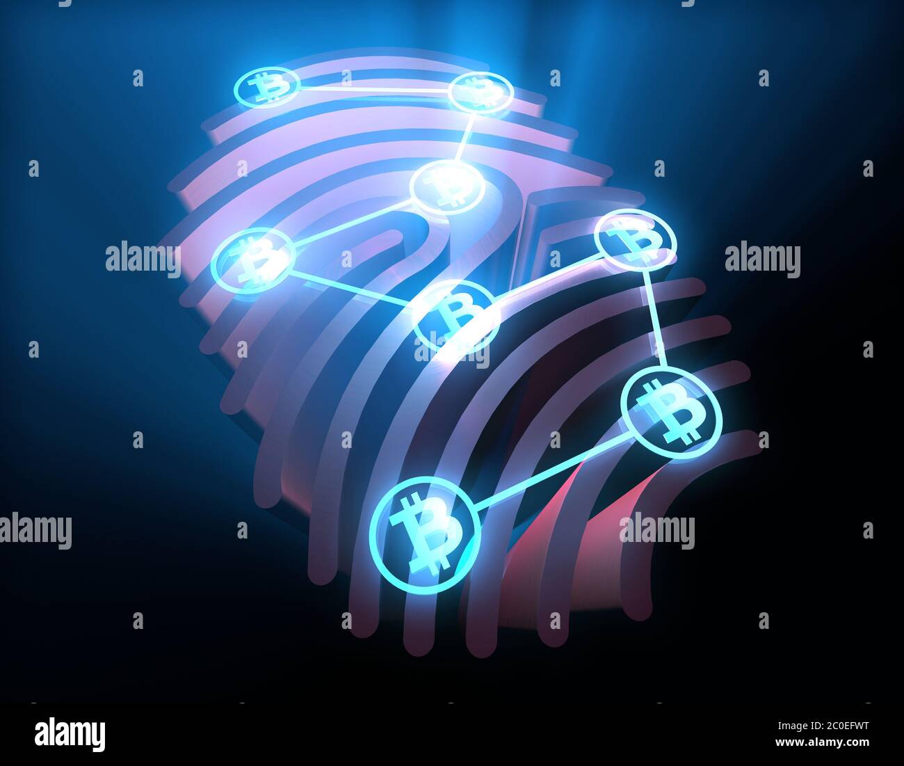 Smart Technology Fingerprint, Internet Finance, Bitcoin Banque D'Images