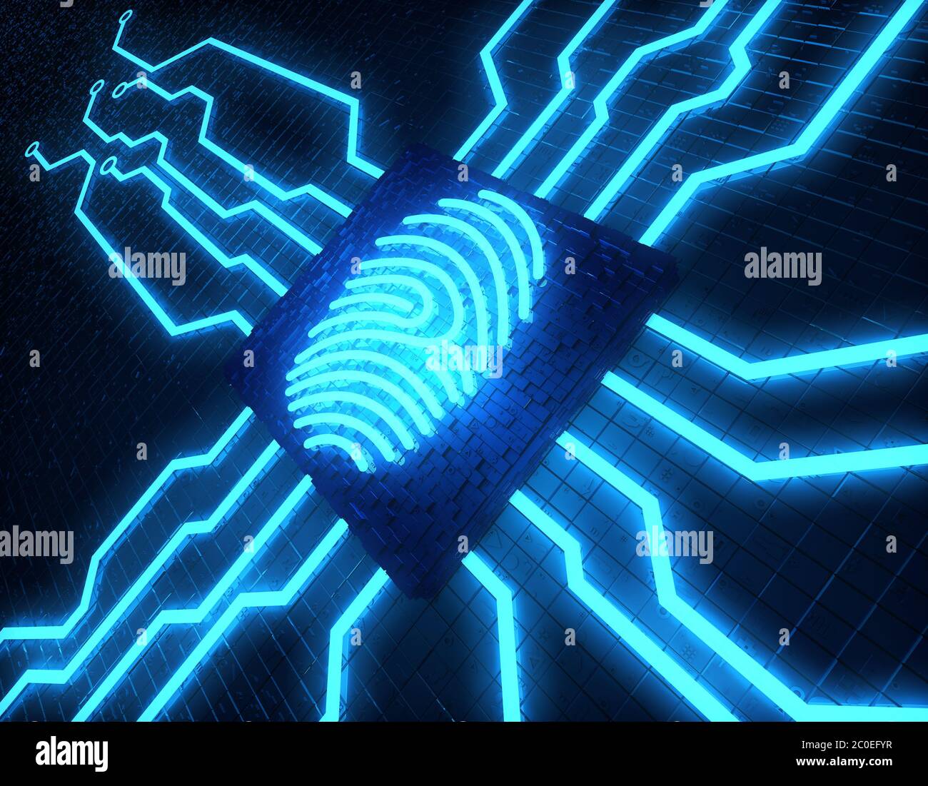 Empreinte digitale, identification et puce électronique de la technologie intelligente Banque D'Images