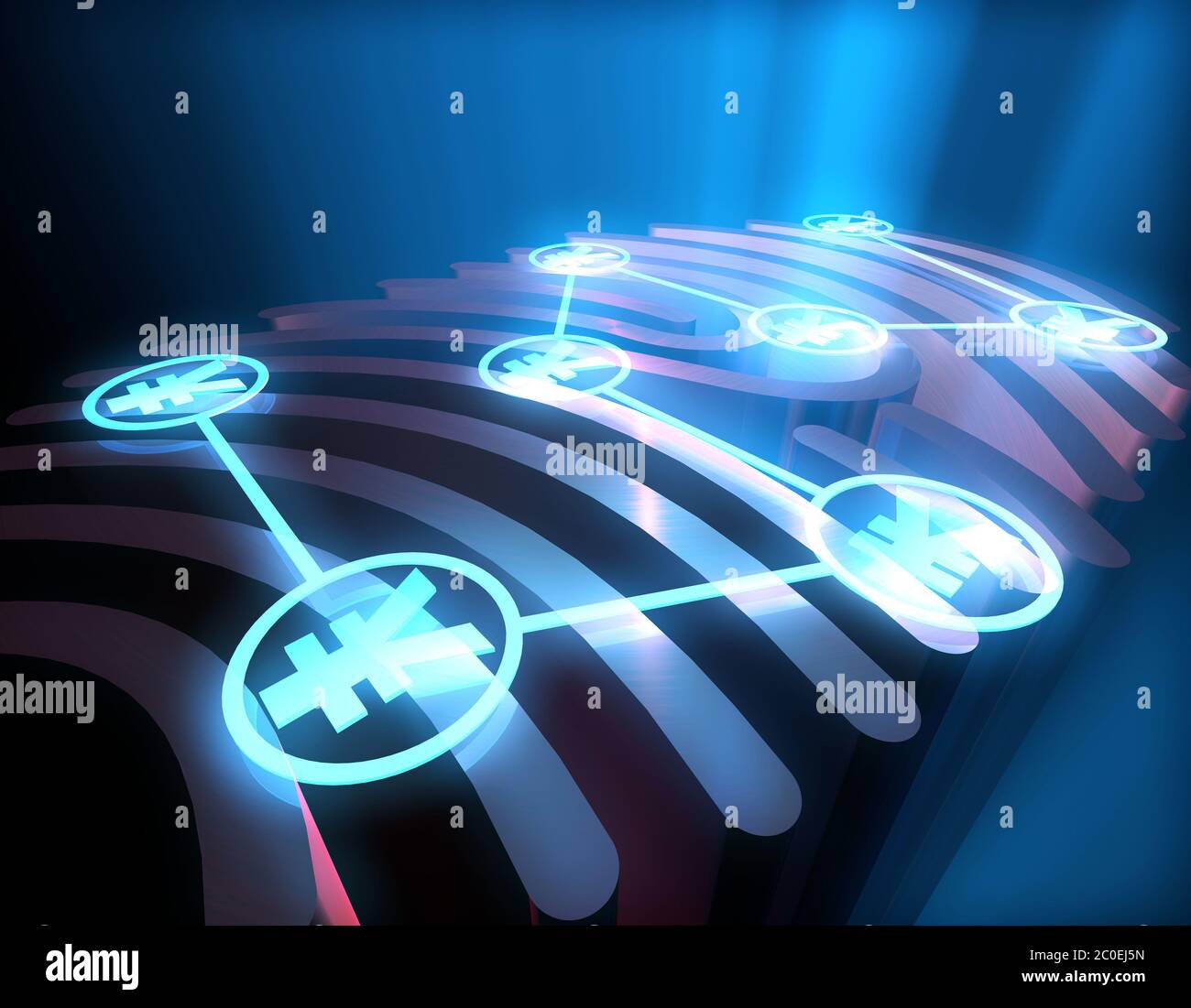 Smart Technology Fingerprint, identification et Internet Finance, RMB Banque D'Images
