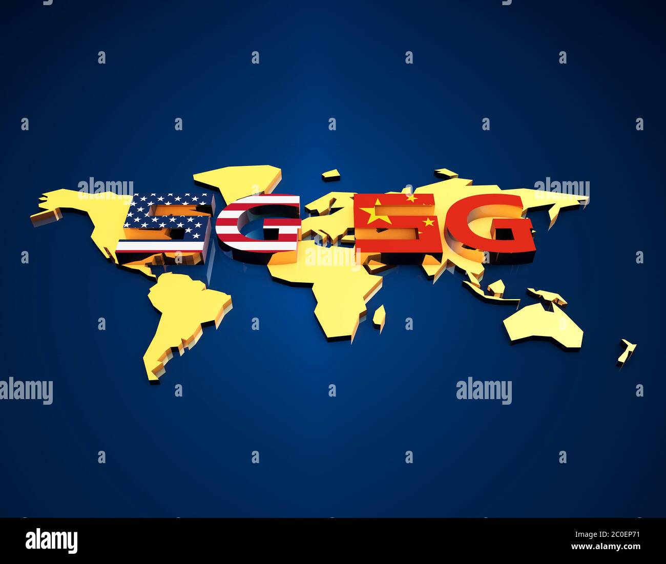 Le 5G chinois est en concurrence avec le 5G américain Banque D'Images