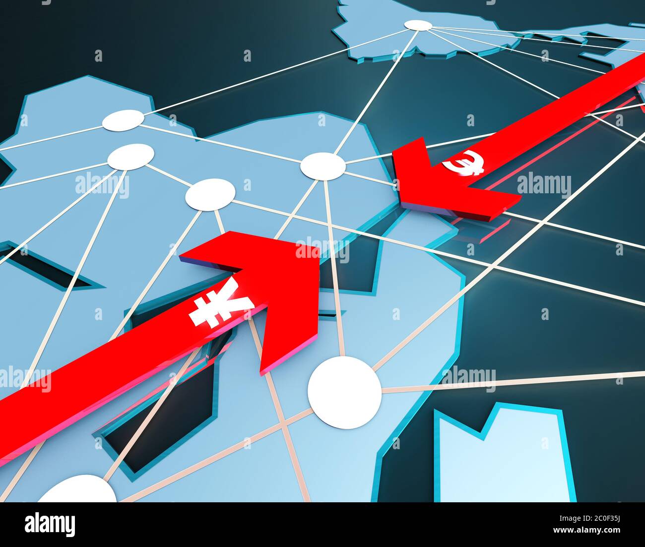 Euro et RMB, concurrence financière et économique et liens Internet Banque D'Images