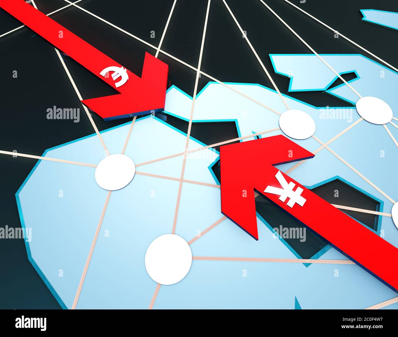 Euro et RMB, concurrence financière et économique et liens Internet Banque D'Images