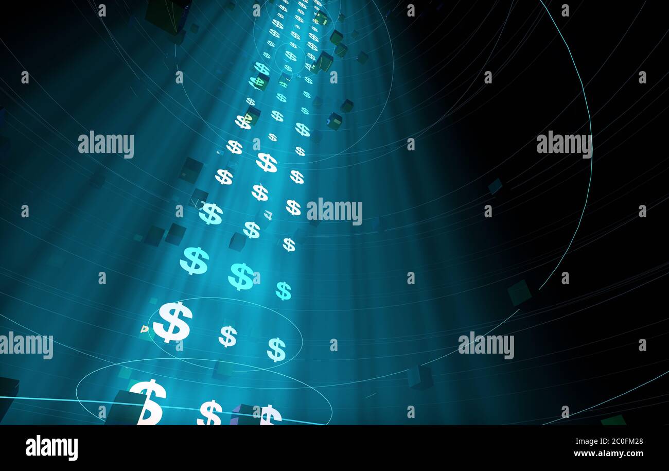 Technologie de données Internet, dollars américains, transmission d'informations Banque D'Images