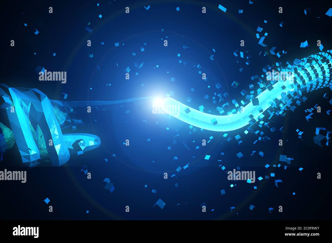 Intelligence artificielle doigt et transmission de données réseau Banque D'Images