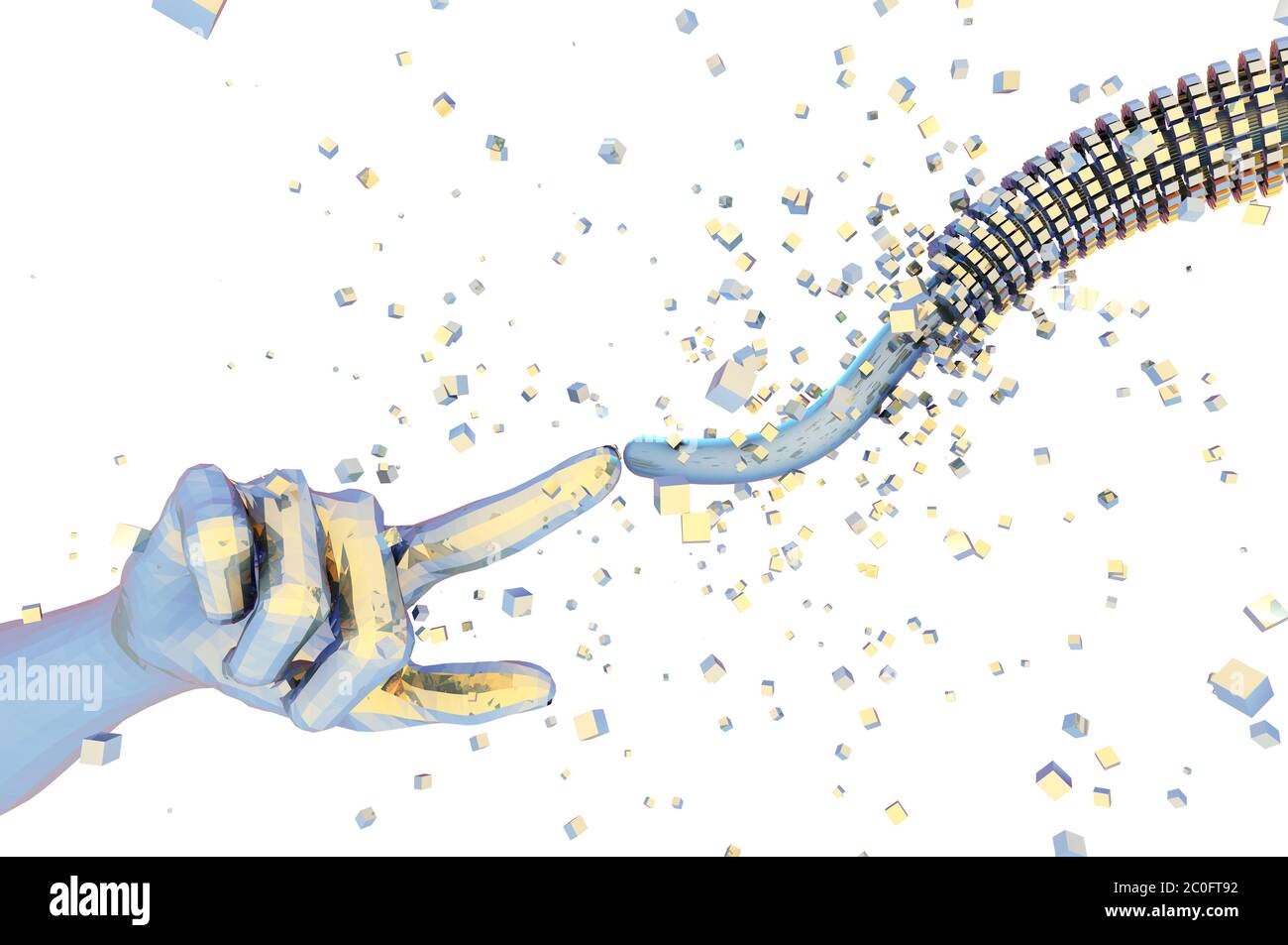 Intelligence artificielle doigt et transmission de données réseau Banque D'Images