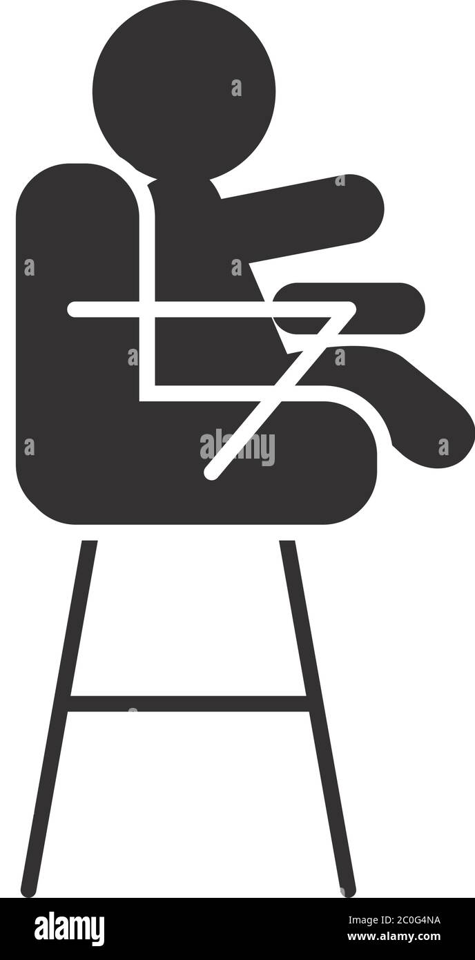 Pictogramme Bebe Garcon Assis Sur Une Chaise Haute Sur Fond Blanc Style Silhouette Illustration Vectorielle Image Vectorielle Stock Alamy