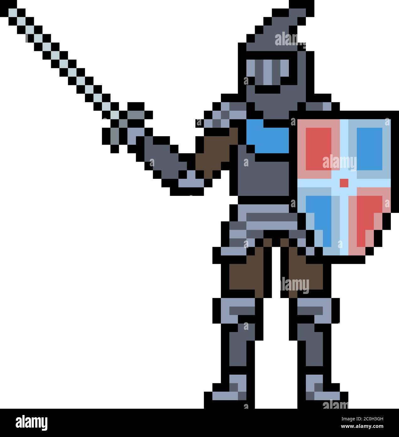 vecteur pixel art chevalier médiéval isolé dessin animé Illustration de Vecteur