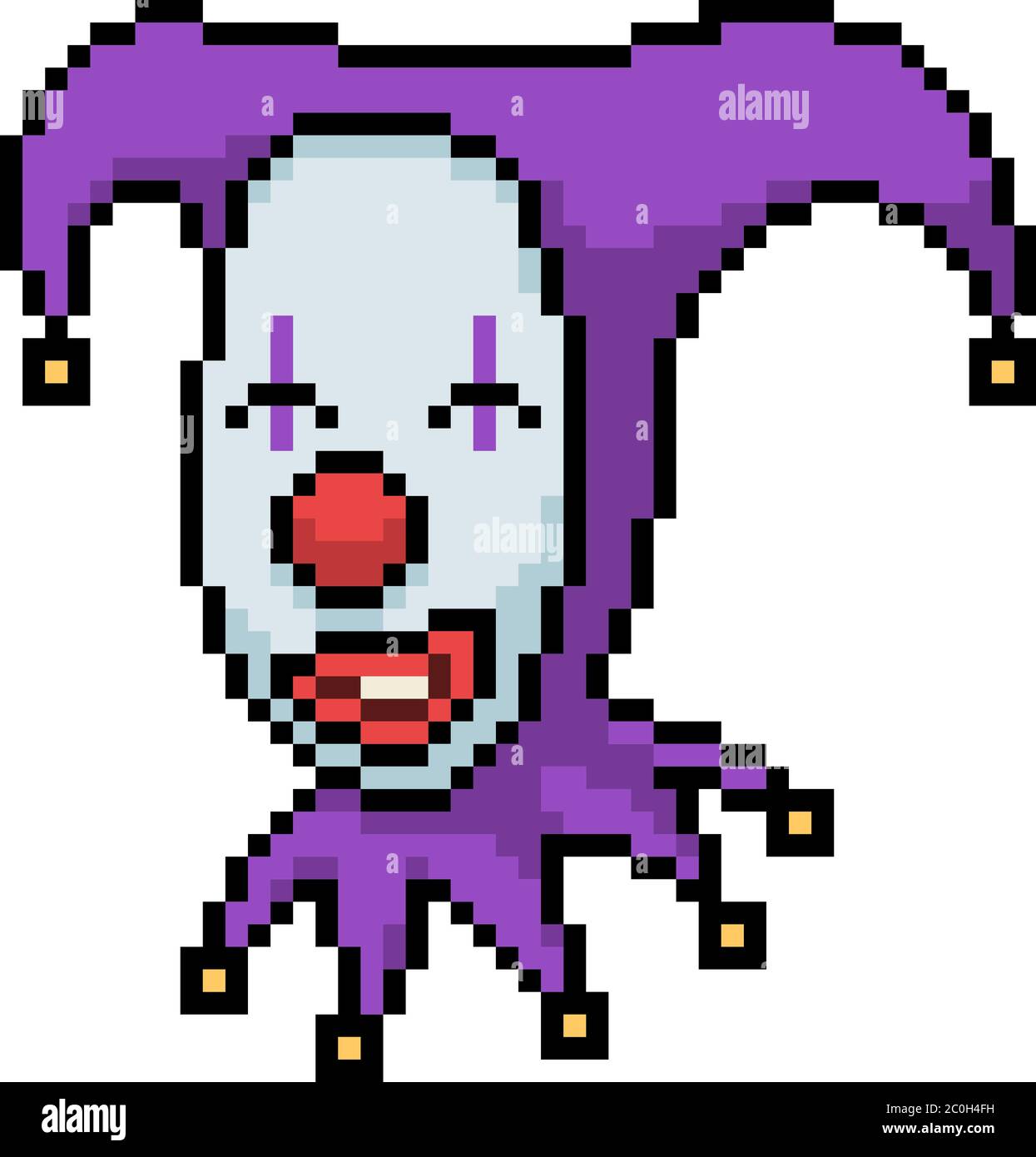 dessin animé isolé de tête de clown d'art de pixel vectoriel Illustration de Vecteur