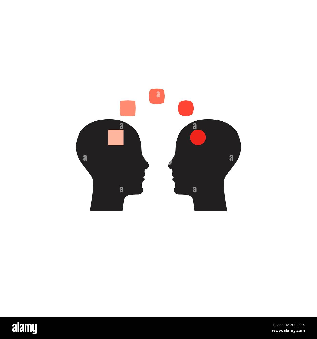 Icône de l'intelligence émotionnelle, symbole de l'entraînement, signe de psychothérapie, concept d'enseignant. Icône de psychologie, deux profils. Illustration vectorielle Illustration de Vecteur
