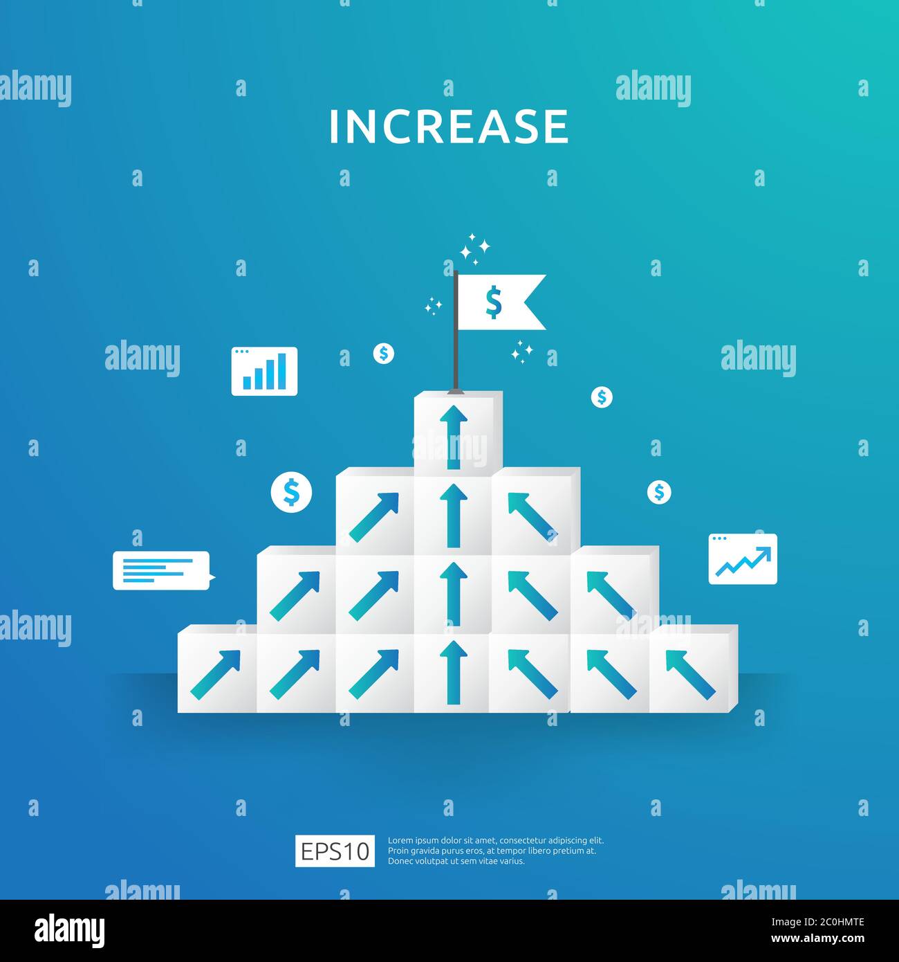 Croissance business augmenter concept avec bloc d'empilage. Escalier ...
