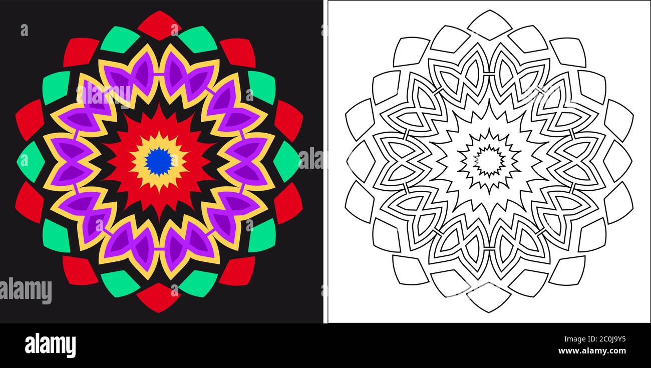 Modèle de livre de coloriage pour adultes et enfants. Joli mandala