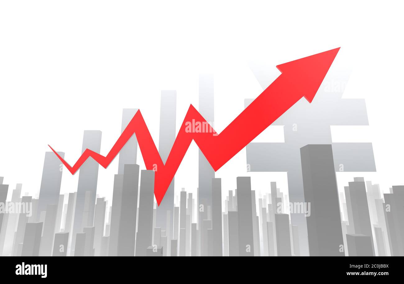 Flèche de réussite professionnelle avec symbole renminbi Banque D'Images