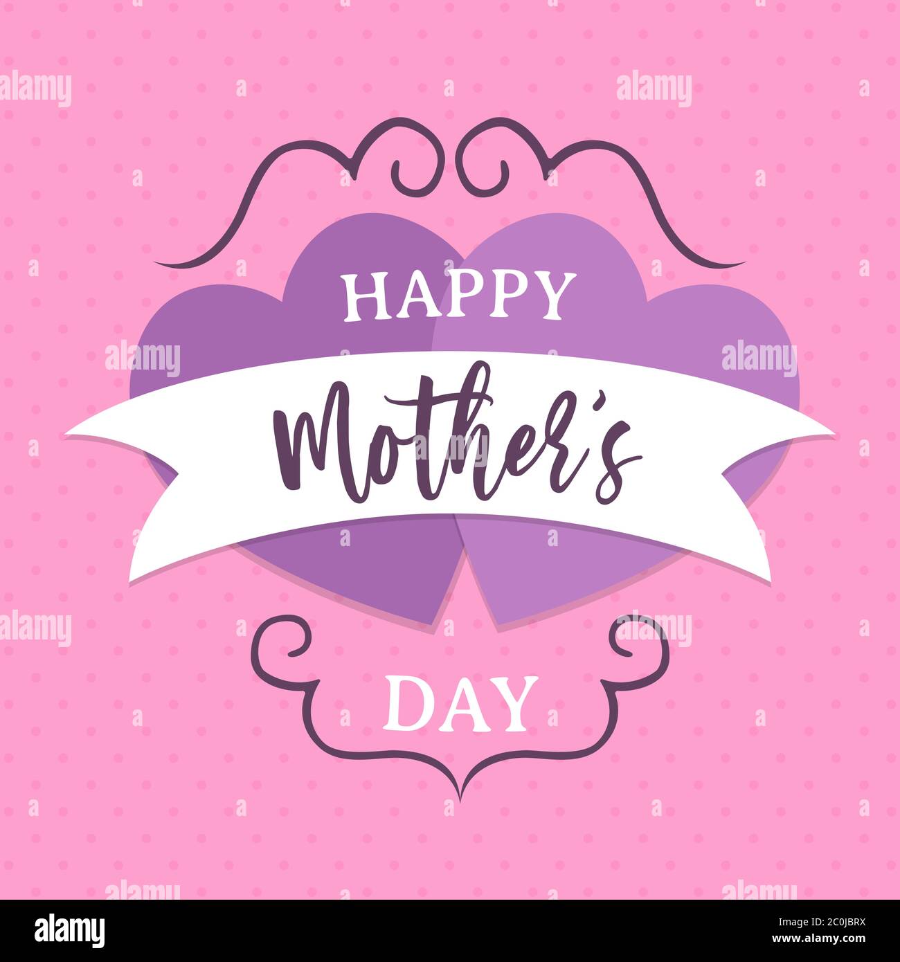 Carte de voeux pour la fête des mères de couleur rose coeur avec message d'amour pour les vacances en famille. Illustration moderne et plate, jolie citation pour maman Illustration de Vecteur
