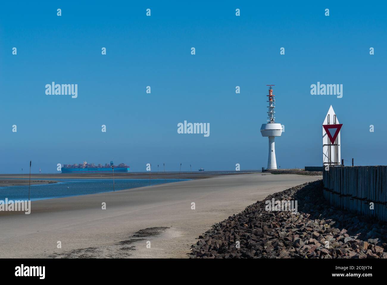 Tour radar sur l'île de Neuwerk, Waddensea, patrimoine mondial de l'UNESCO, Etat fédéral de Hambourg, Allemagne, Europe Banque D'Images