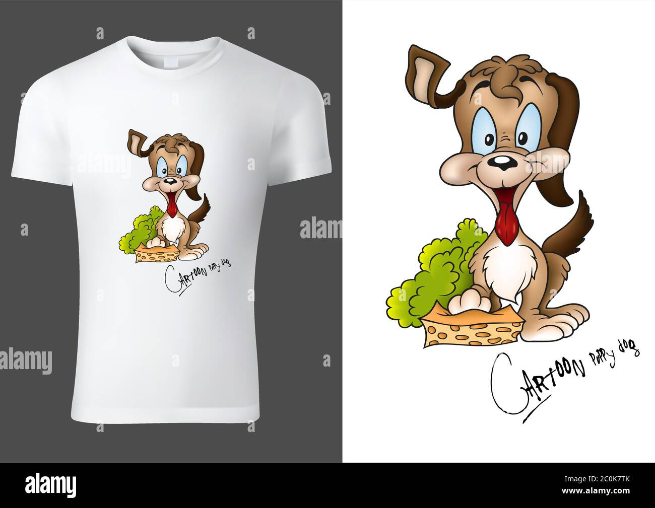 T-shirt avec chien de dessin animé Illustration de Vecteur