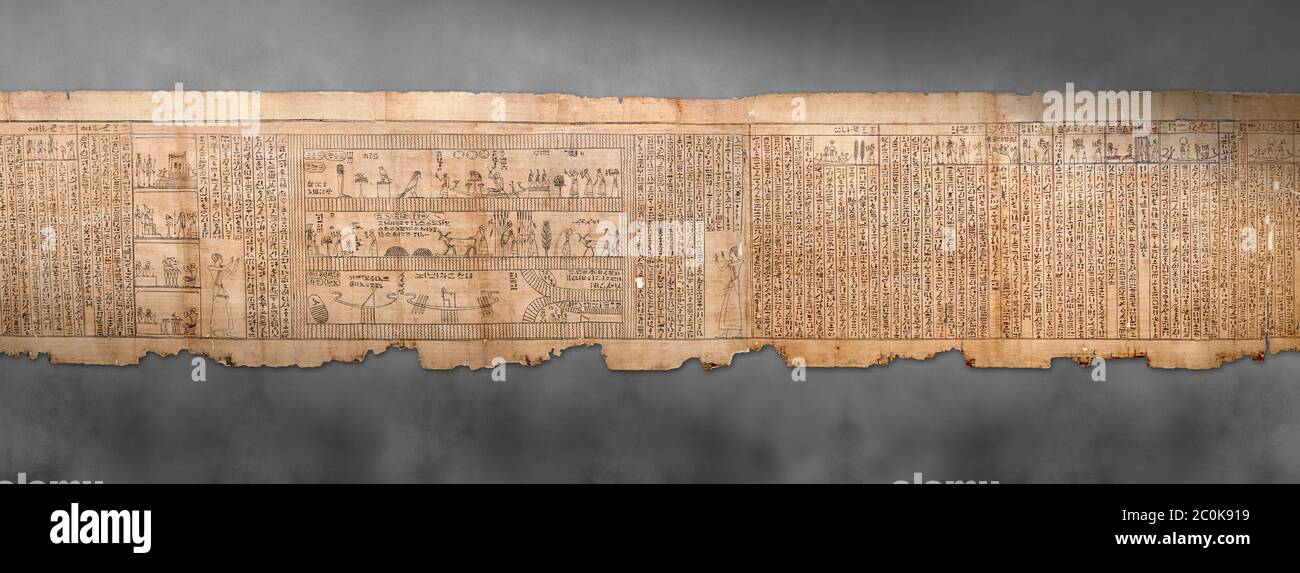 Livre égyptien antique des morts papyrus - Spell 105 pour avoir gratifié le défunt avec Ka, Livre des morts de Iufankh, période Ptolemaic (332-30BC).Tur Banque D'Images