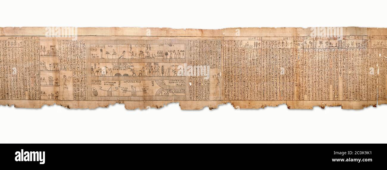 Livre égyptien antique des morts papyrus - Spell 105 pour avoir gratifié le défunt avec Ka, Livre des morts de Iufankh, période Ptolemaic (332-30BC).Tur Banque D'Images