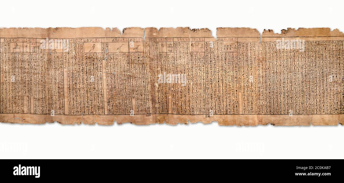 Livre égyptien antique du papyrus mort - Spell 81a en supposant la forme d'un lotus associé au dieu solaire, Livre des morts de Iufankh, Ptolemaic Banque D'Images