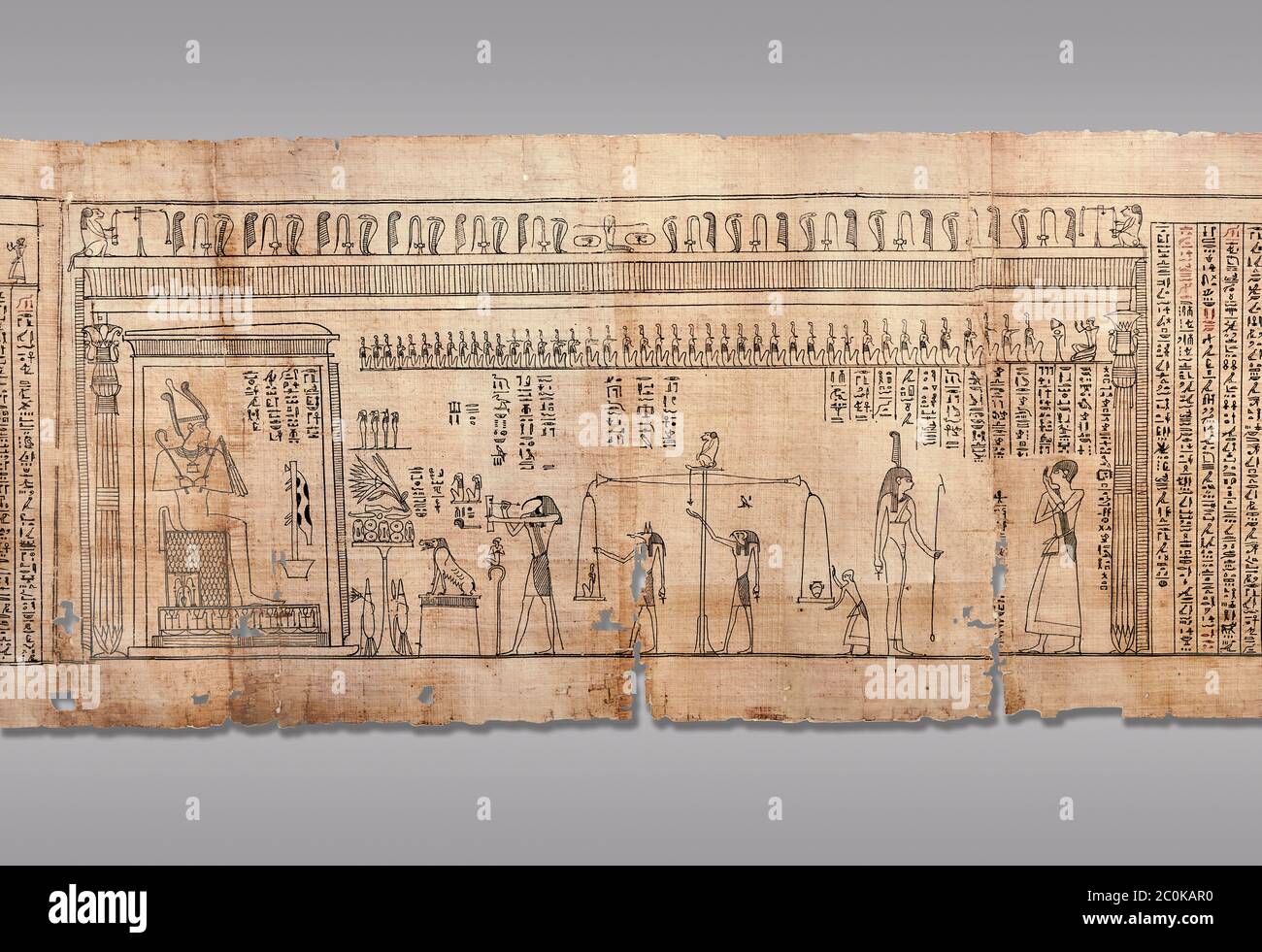 Livre égyptien antique des morts papyrus - Spell 126 - que dire dans le jugement devant Osiris, Livre des morts de Iufankh, période Ptolemaic (332- Banque D'Images