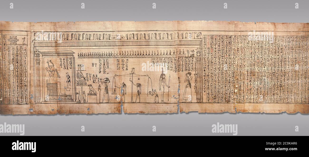 Livre égyptien antique des morts papyrus - Spell 126 - que dire dans le jugement devant Osiris, Livre des morts de Iufankh, période Ptolemaic (332- Banque D'Images