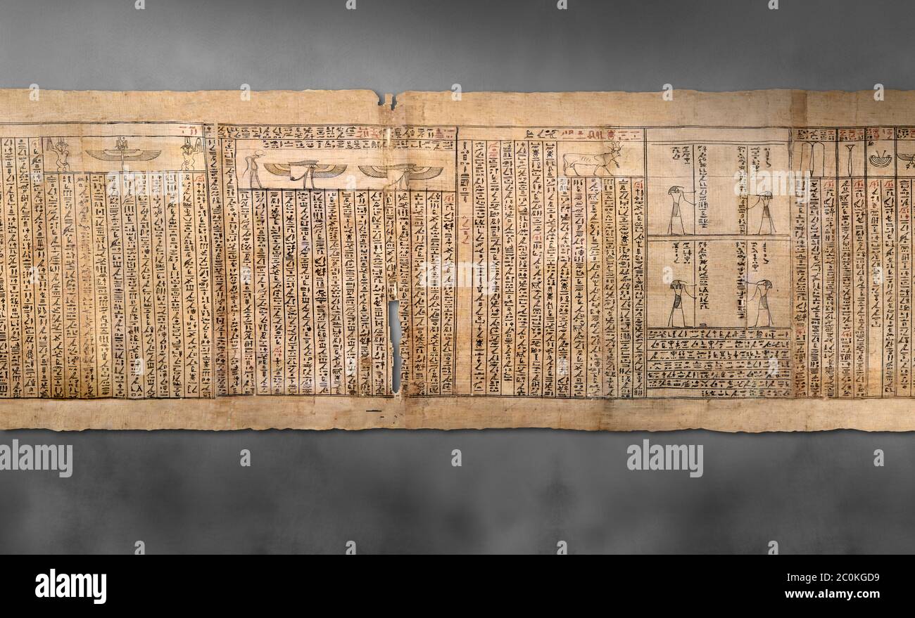 Livre égyptien antique des morts papyrus - Spell 126 - que dire dans le jugement devant Osiris, Livre des morts de Iufankh, période Ptolemaic (332- Banque D'Images