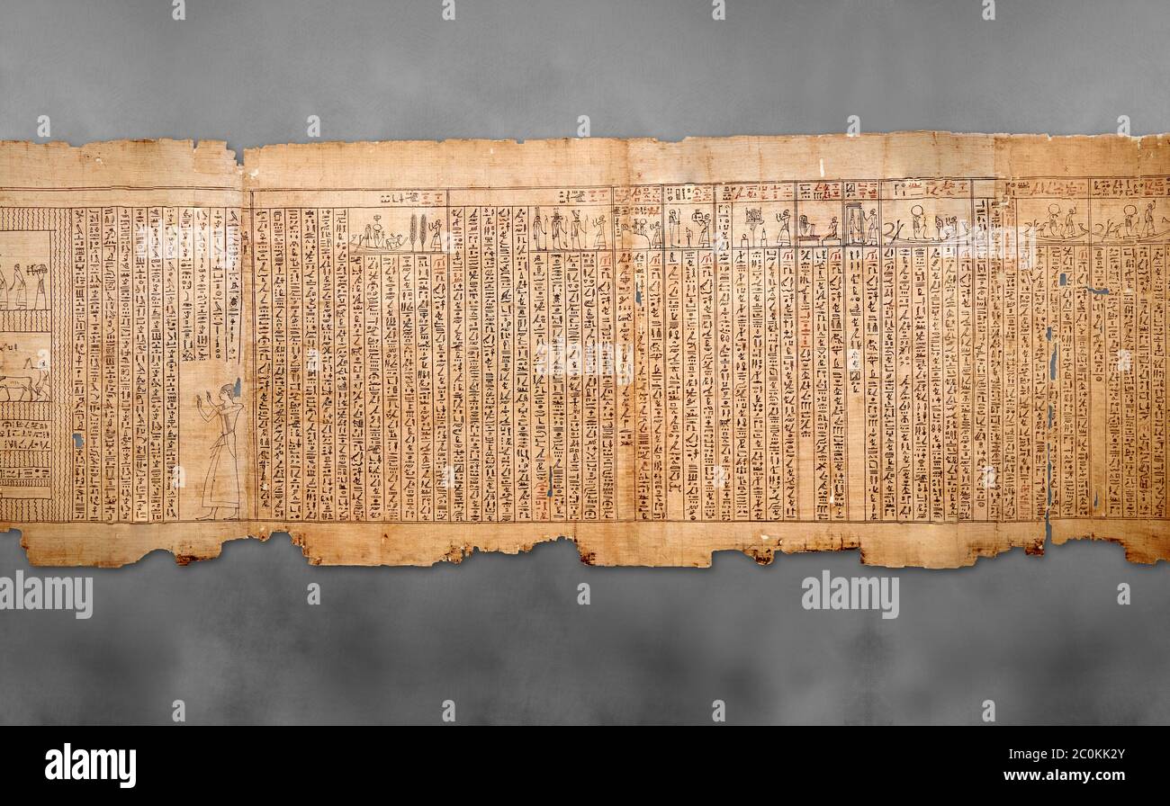 Livre égyptien antique des morts papyrus - Spell 105 pour avoir gratifié le défunt avec Ka, Livre des morts de Iufankh, période Ptolemaic (332-30BC).Tur Banque D'Images