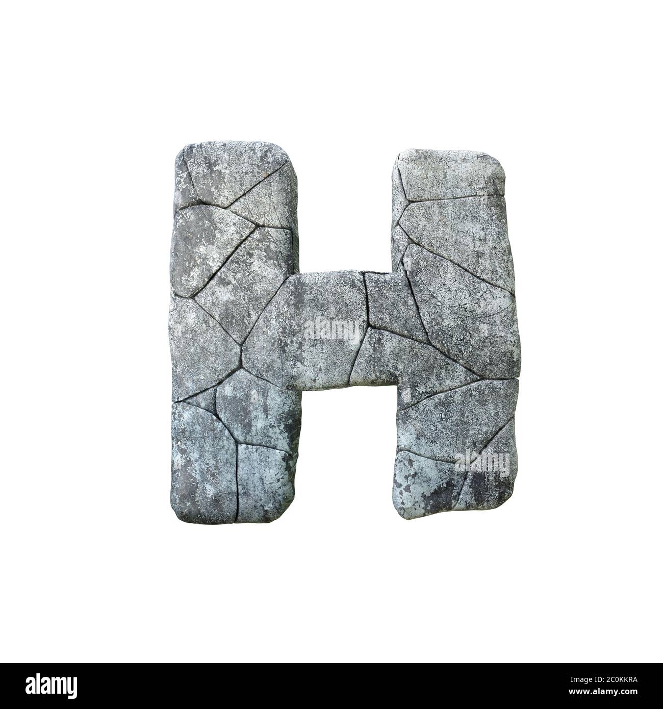 Lettre H craquelé pierre pierre pierre pierre pierre pierre pierre police 3D rendu Banque D'Images