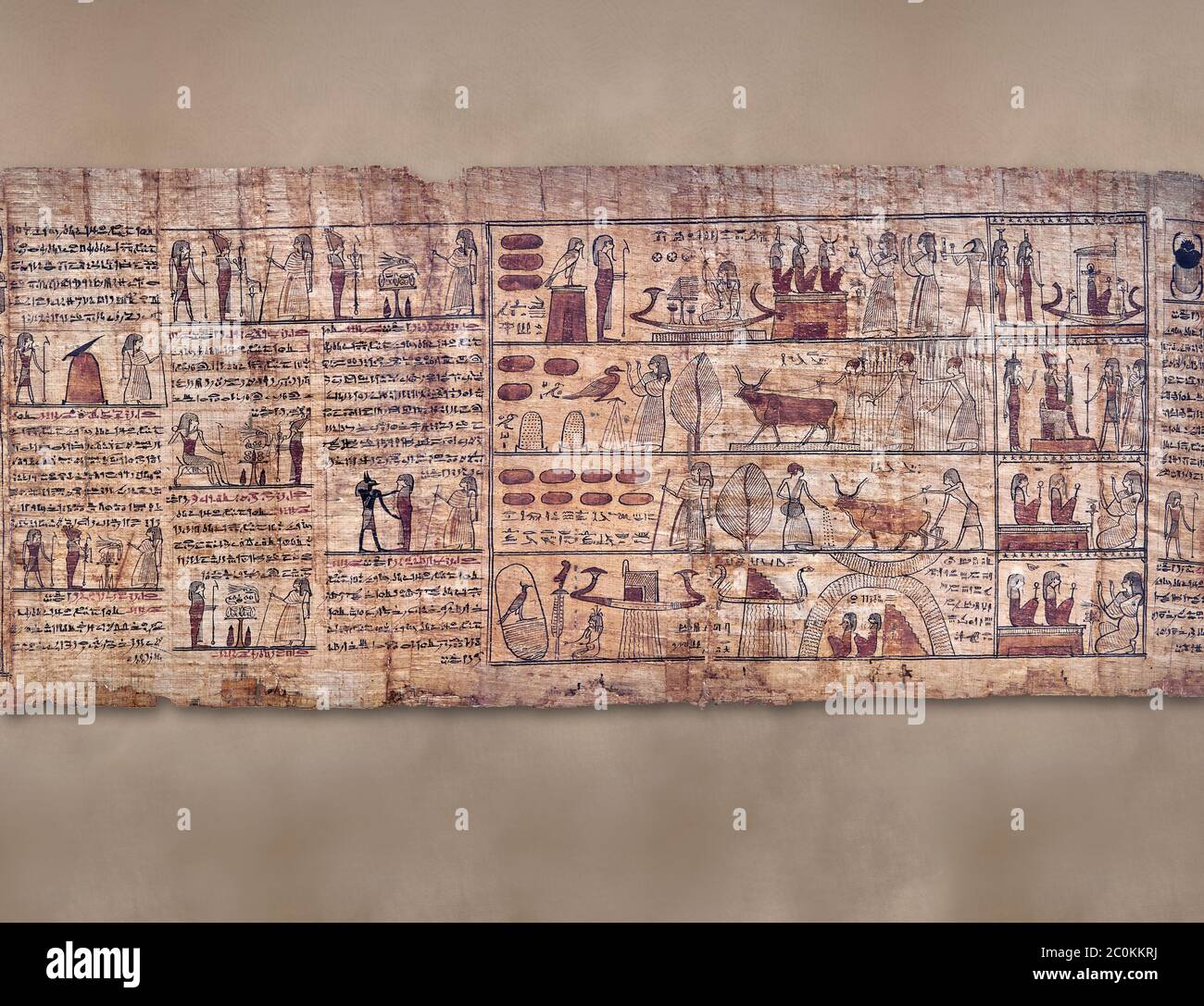Livre égyptien antique du papyrus mort - période ptoléméenne (722-30BC).Musée égyptien de Turin. Banque D'Images