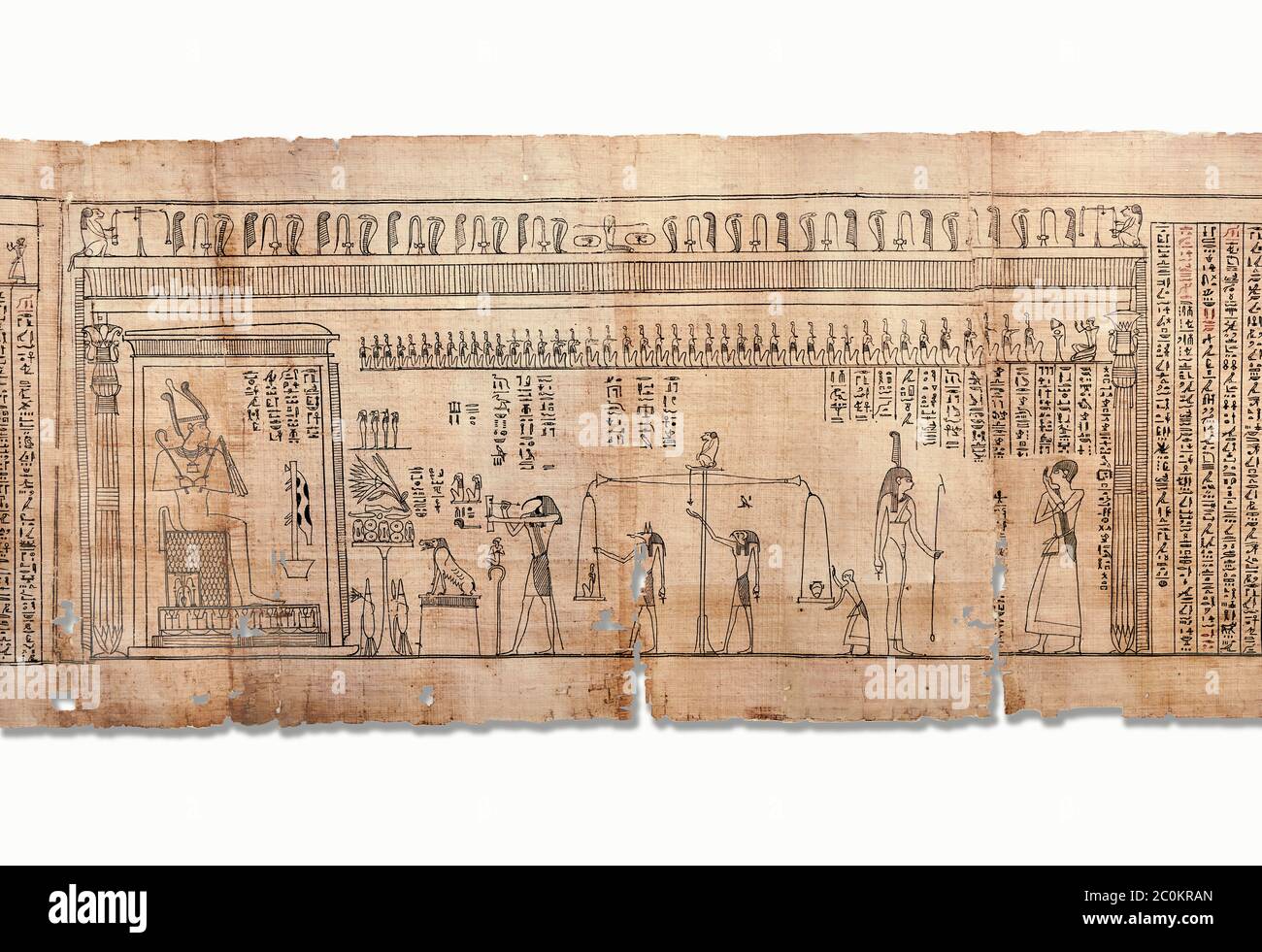 Livre égyptien antique des morts papyrus - Spell 126 - que dire dans le jugement devant Osiris, Livre des morts de Iufankh, période Ptolemaic (332- Banque D'Images
