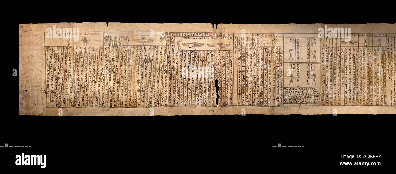 Livre égyptien antique des morts papyrus - Spell 126 - que dire dans le jugement devant Osiris, Livre des morts de Iufankh, période Ptolemaic (332- Banque D'Images