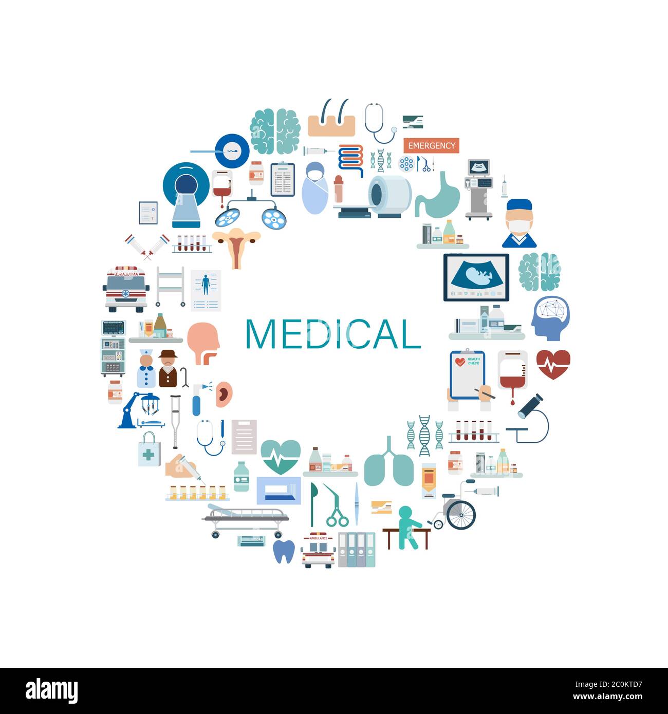 Concept médical avec icônes médicales conception plate illustration vectorielle Illustration de Vecteur