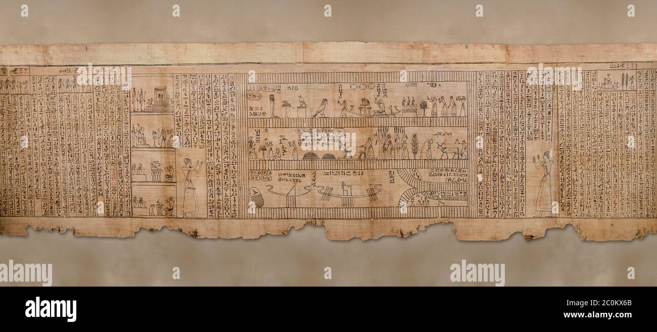 Livre égyptien antique des morts papyrus - Spell 105 pour avoir gratifié le défunt avec Ka, Livre des morts de Iufankh, période Ptolemaic (332-30BC).Tur Banque D'Images