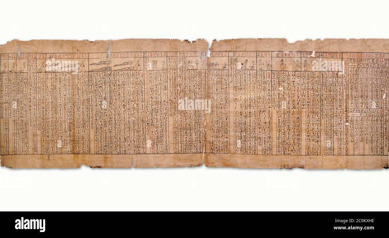 Ancien Livre égyptien des morts papyrus - Spell 30 pour avoir arrêté le coeur trahir le défunt au tribunal d'Osiris, Livre du D de Iufankh Banque D'Images