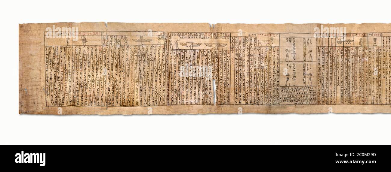 Livre égyptien antique des morts papyrus - Spell 126 - que dire dans le jugement devant Osiris, Livre des morts de Iufankh, période Ptolemaic (332- Banque D'Images