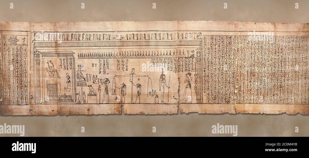 Livre égyptien antique des morts papyrus - Spell 126 - que dire dans le jugement devant Osiris, Livre des morts de Iufankh, période Ptolemaic (332- Banque D'Images