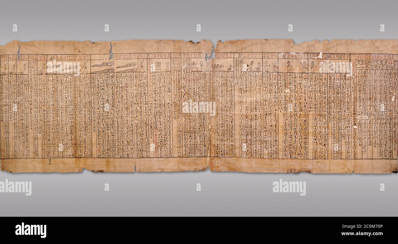 Ancien Livre égyptien des morts papyrus - Spell 30 pour avoir arrêté le coeur trahir le défunt au tribunal d'Osiris, Livre du D de Iufankh Banque D'Images