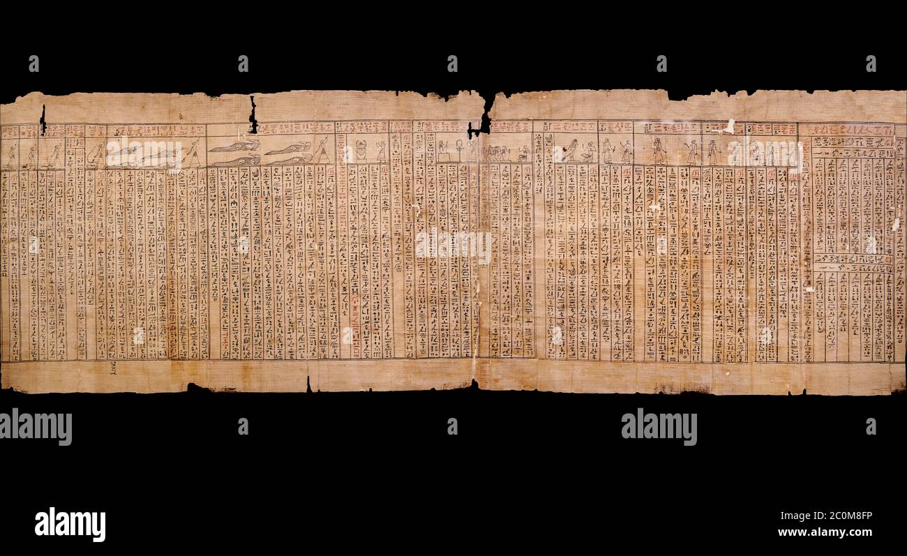 Ancien Livre égyptien des morts papyrus - Spell 30 pour avoir arrêté le coeur trahir le défunt au tribunal d'Osiris, Livre du D de Iufankh Banque D'Images