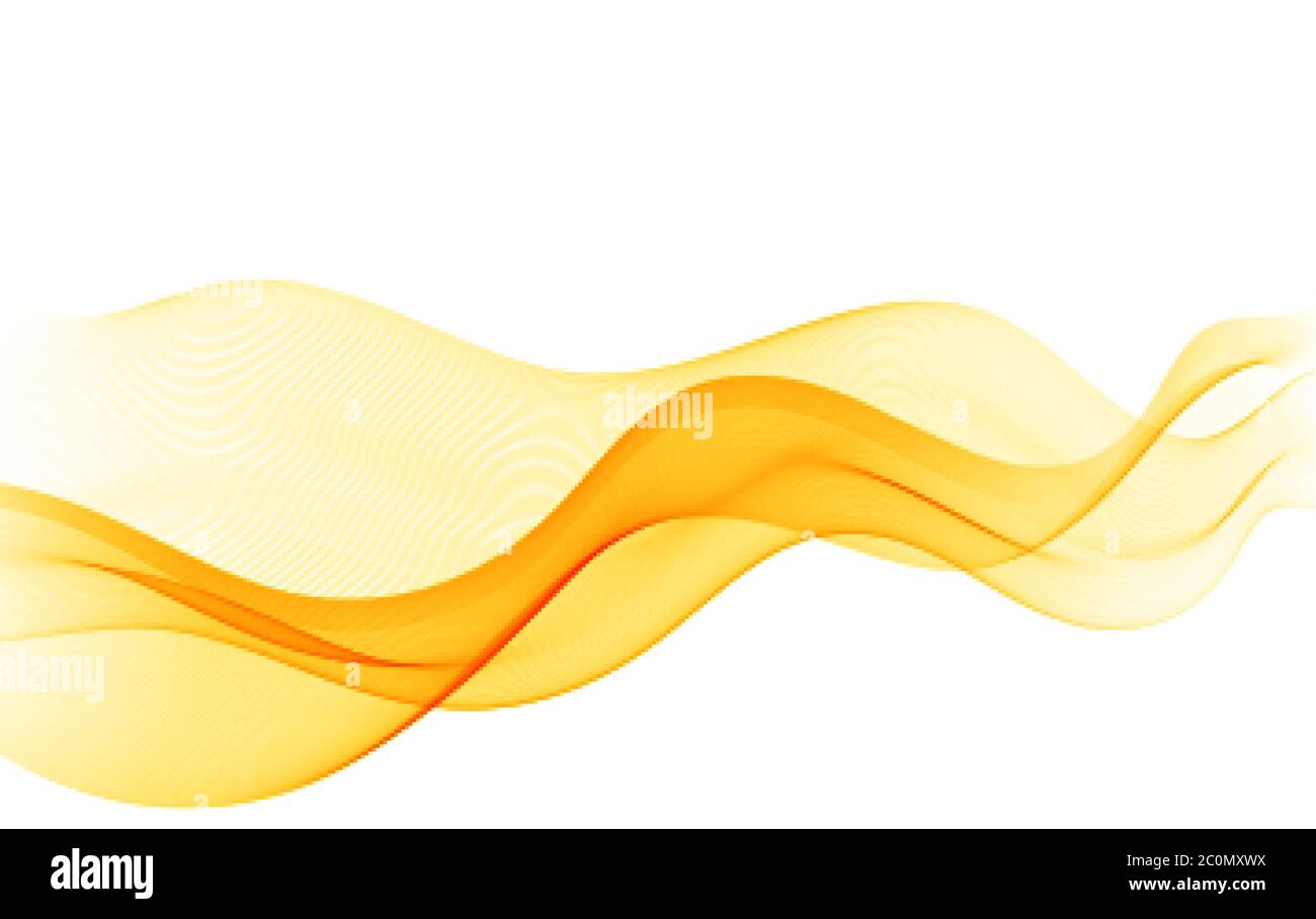 Élément de conception abstrait à motif vagues de couleur orange. Abstrait lisse couleur vecteur ondulé. Illustration du mouvement orange du flux de courbe. Lignes de fumée orange. Illustration de Vecteur