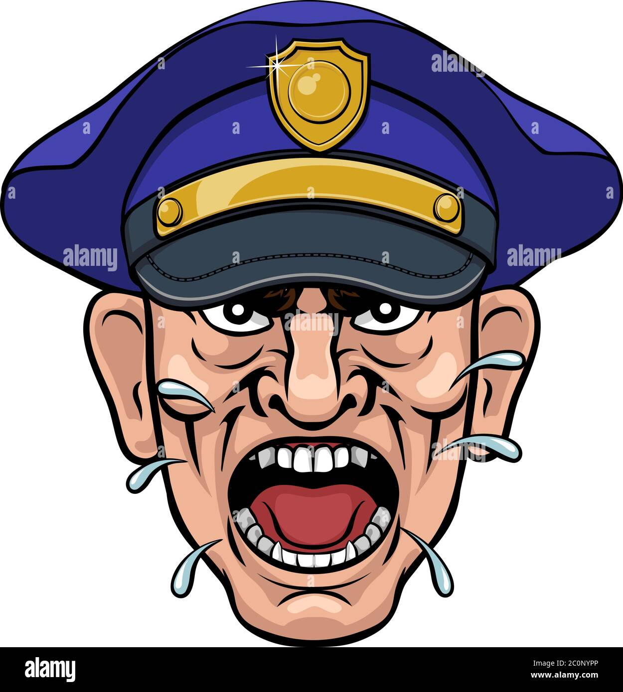 Agent de police policier en colère Cartoon Illustration de Vecteur