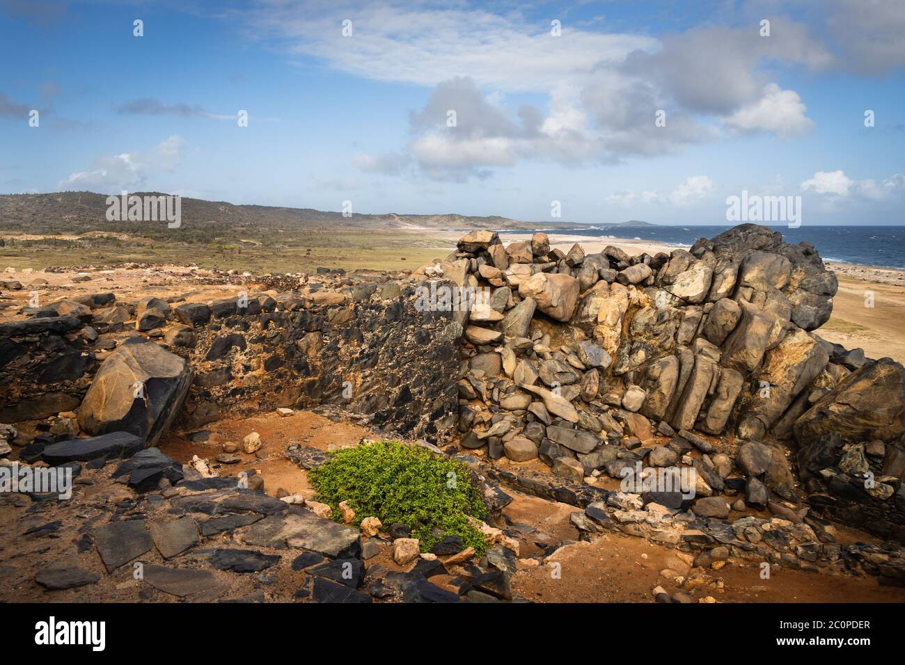 Ruines de Bushiribana Gold Mill à Aruba Banque D'Images