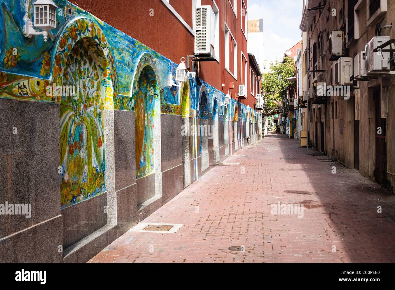 Art de rue et graffiti exposés sur les bâtiments de Willemstad, Curaçao Banque D'Images