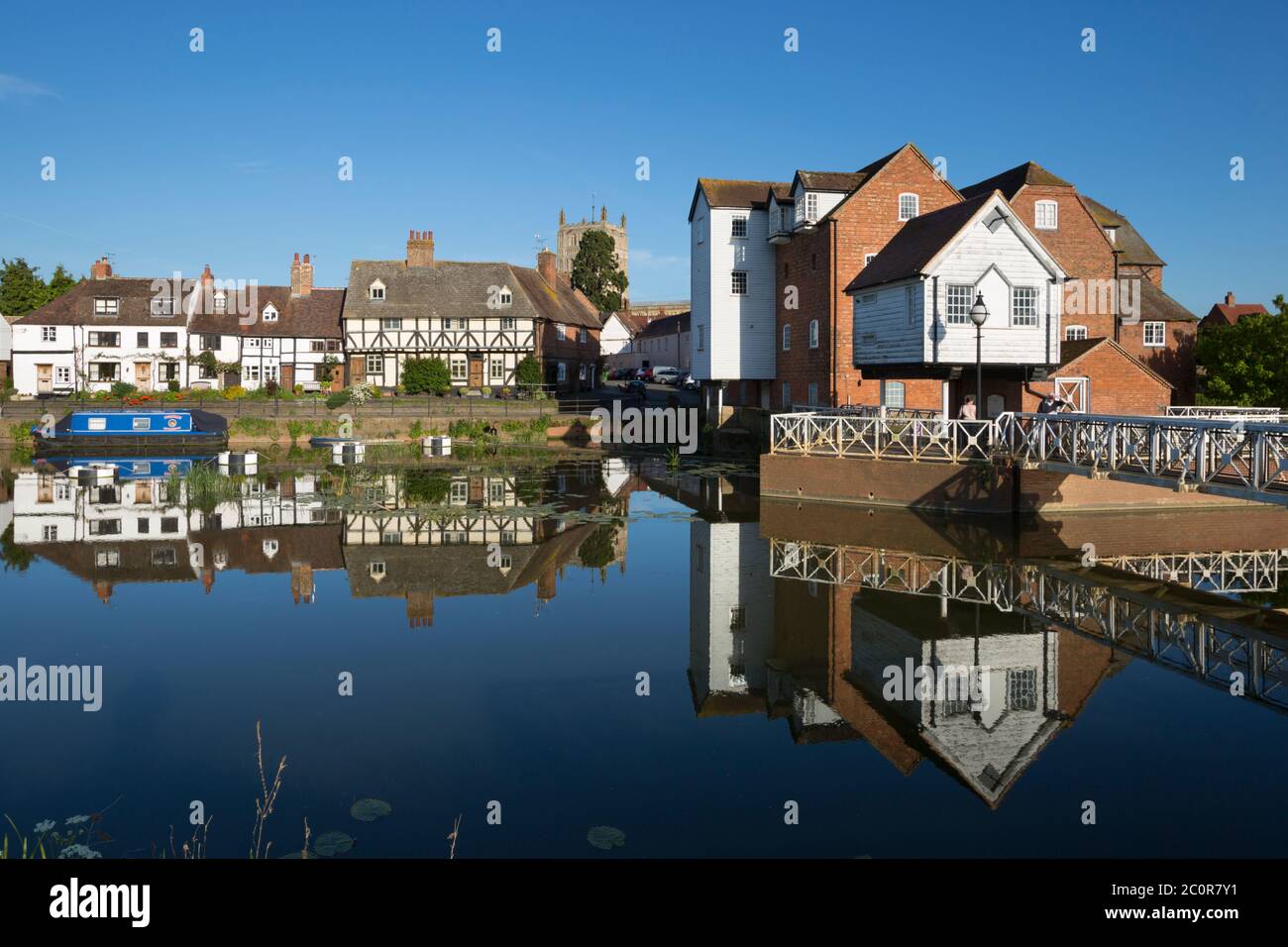 Moulin de l'abbaye Abbaye de Tewkesbury et sur la rivière Avon, Gloucester, Gloucestershire, Angleterre, Royaume-Uni, Europe Banque D'Images