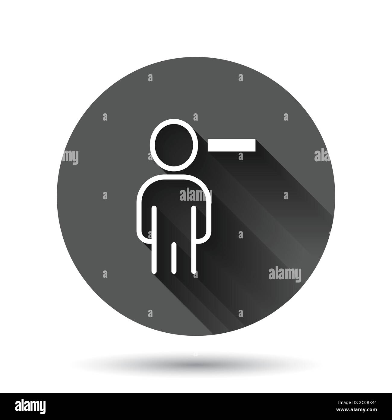Personnes avec icône moins dans le style plat. Illustration de la collection de vecteurs de personnel sur fond noir rond avec effet d'ombre longue. Bouton de cercle humain busi Illustration de Vecteur