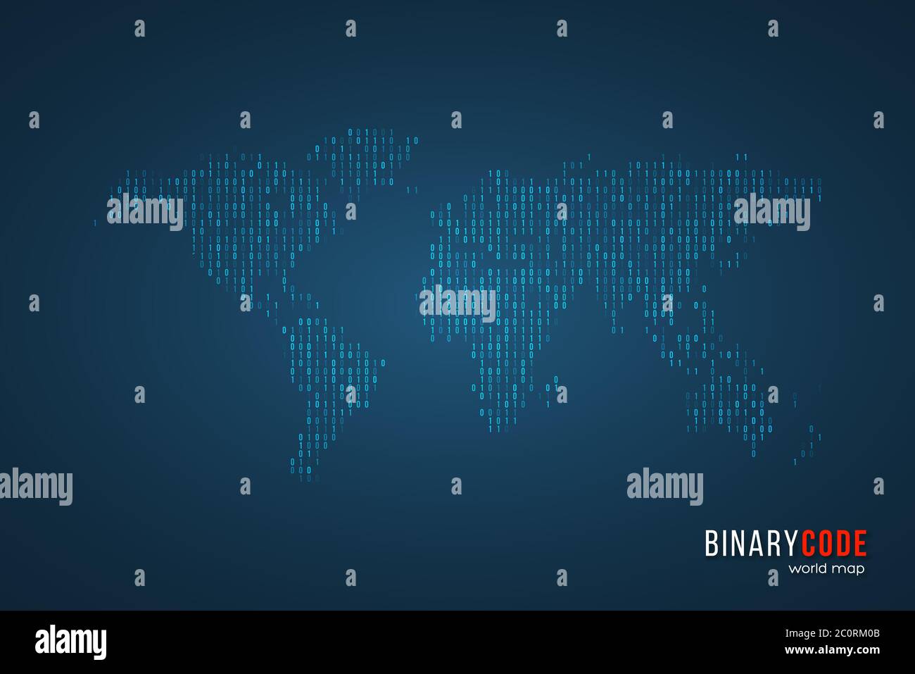 Carte du monde composée de code informatique binaire. Illustration de Vecteur