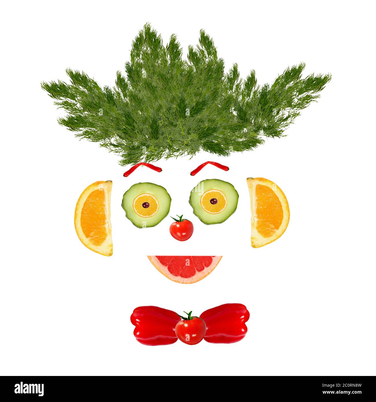 Portrait d'homme souriant fait de légumes et de fruits Banque D'Images