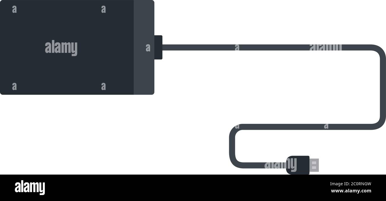 Batterie de puissance avec câble vectoriel isolé à plat Illustration de Vecteur