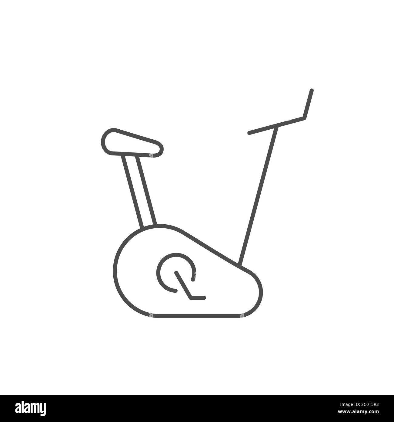 Icône de la ligne de vélo d'exercice stationnaire. Activité de fitness à la maison. Appareils de fitness intérieurs. Vélo à la salle de gym. Vélo d'entraînement cardio. Contour noir Illustration de Vecteur